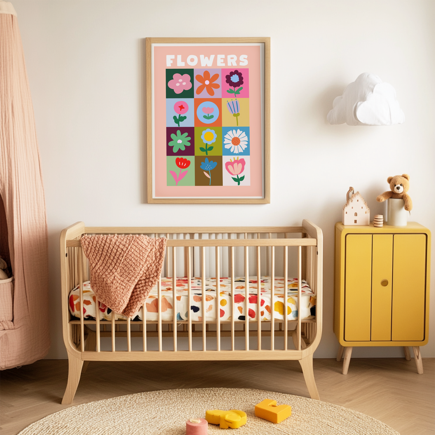 Flowers Patchwork Poster Print