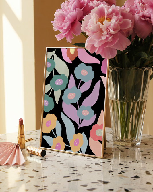 Boho Floral Pattern Poster Print