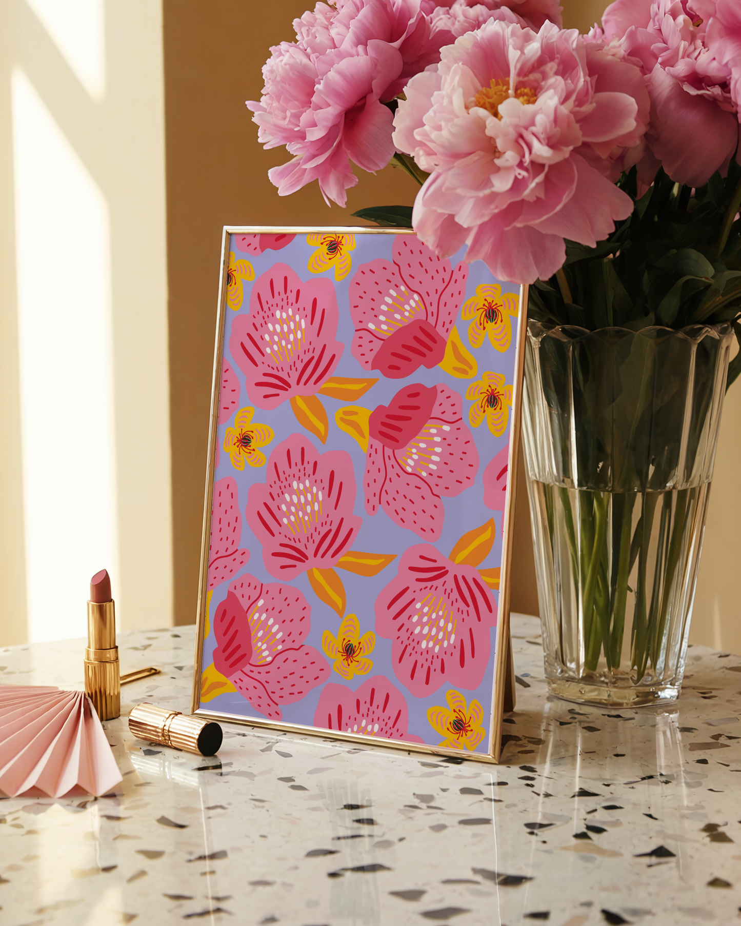 Pink & Yellow Floral Poster Print