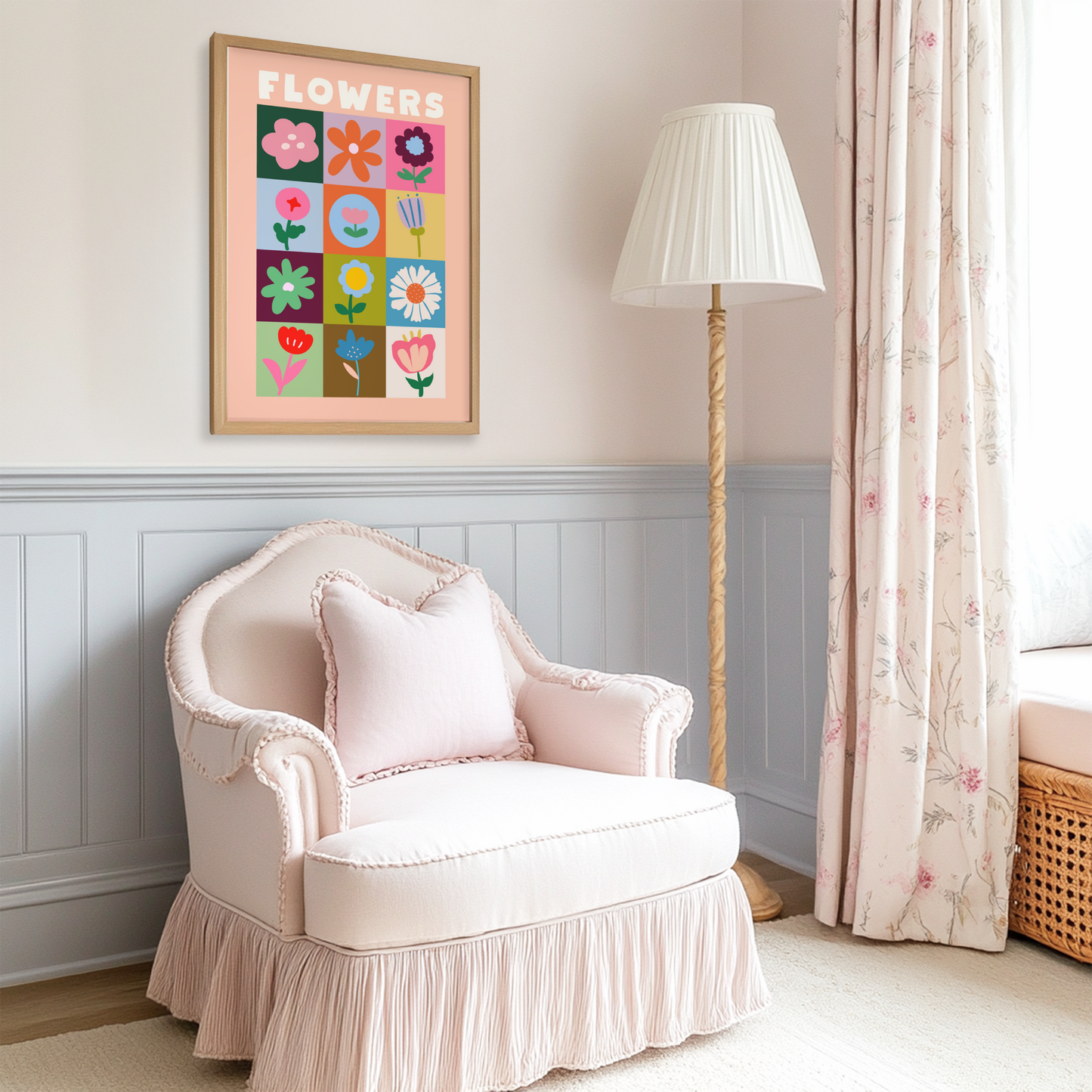 Flowers Patchwork Poster Print