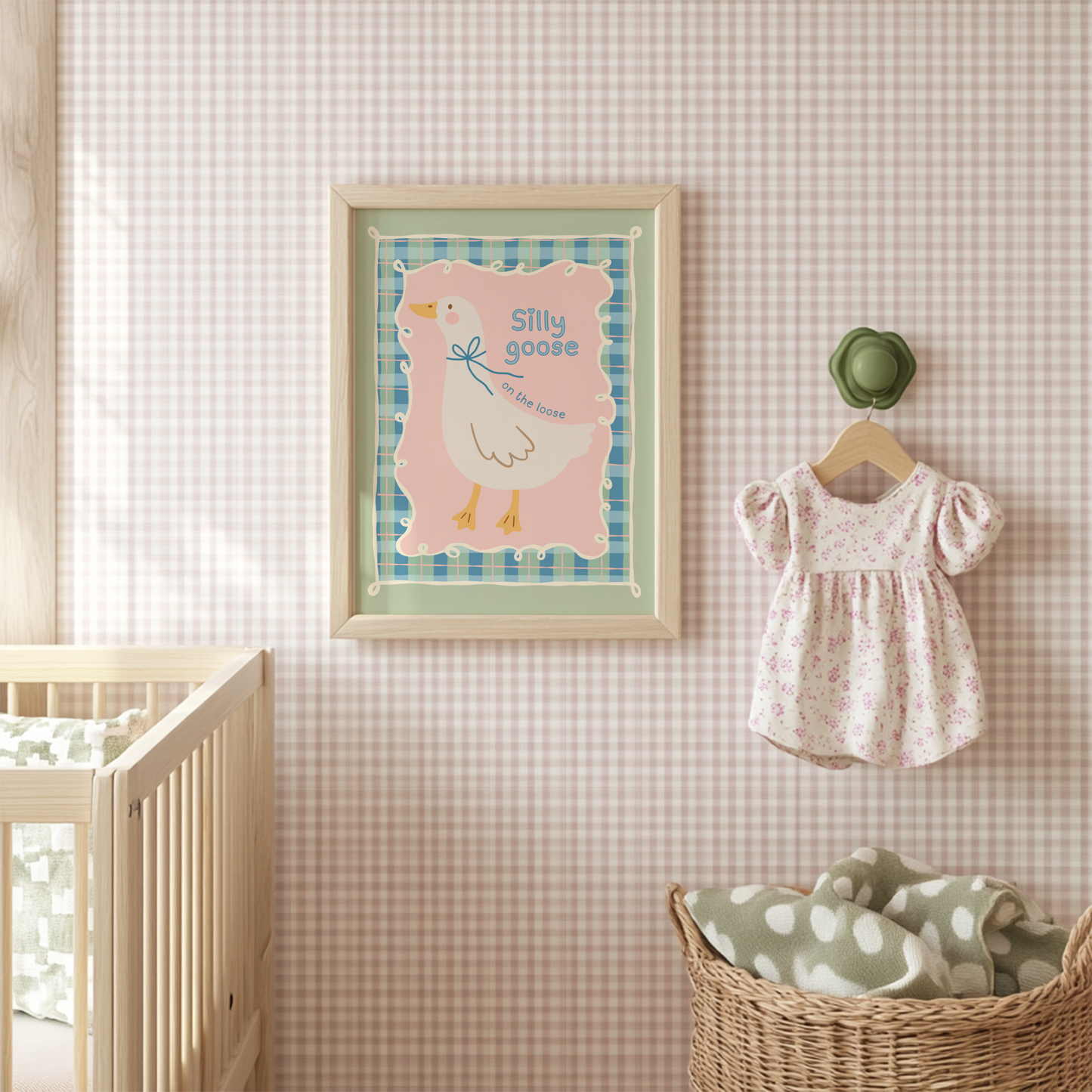 Silly Goose On the Loose with Plaid Border Poster Print