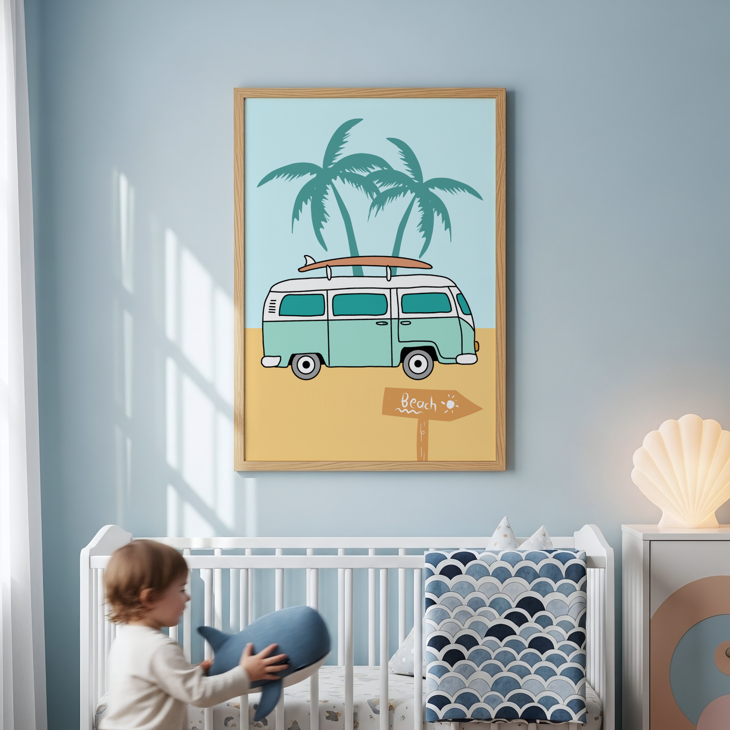 Kombi Van At The Beach Poster Print
