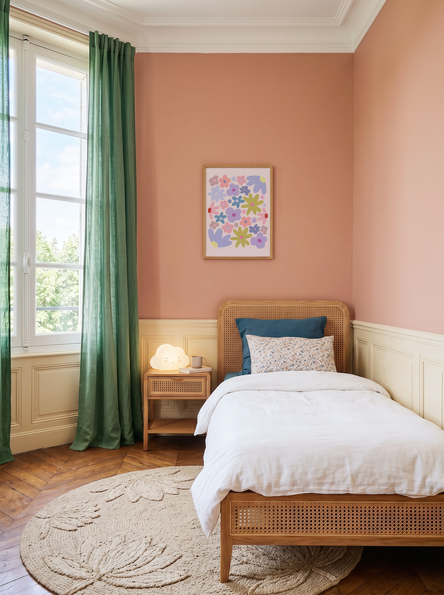 Retro Floral Nursery Poster Print