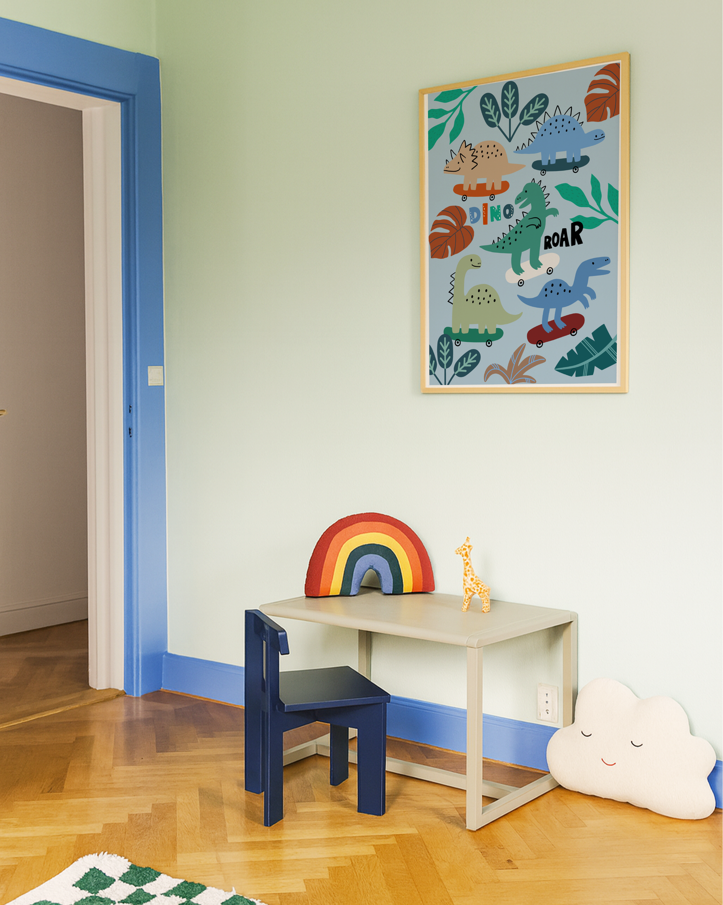 Dinosaurs on Skateboards Poster Print