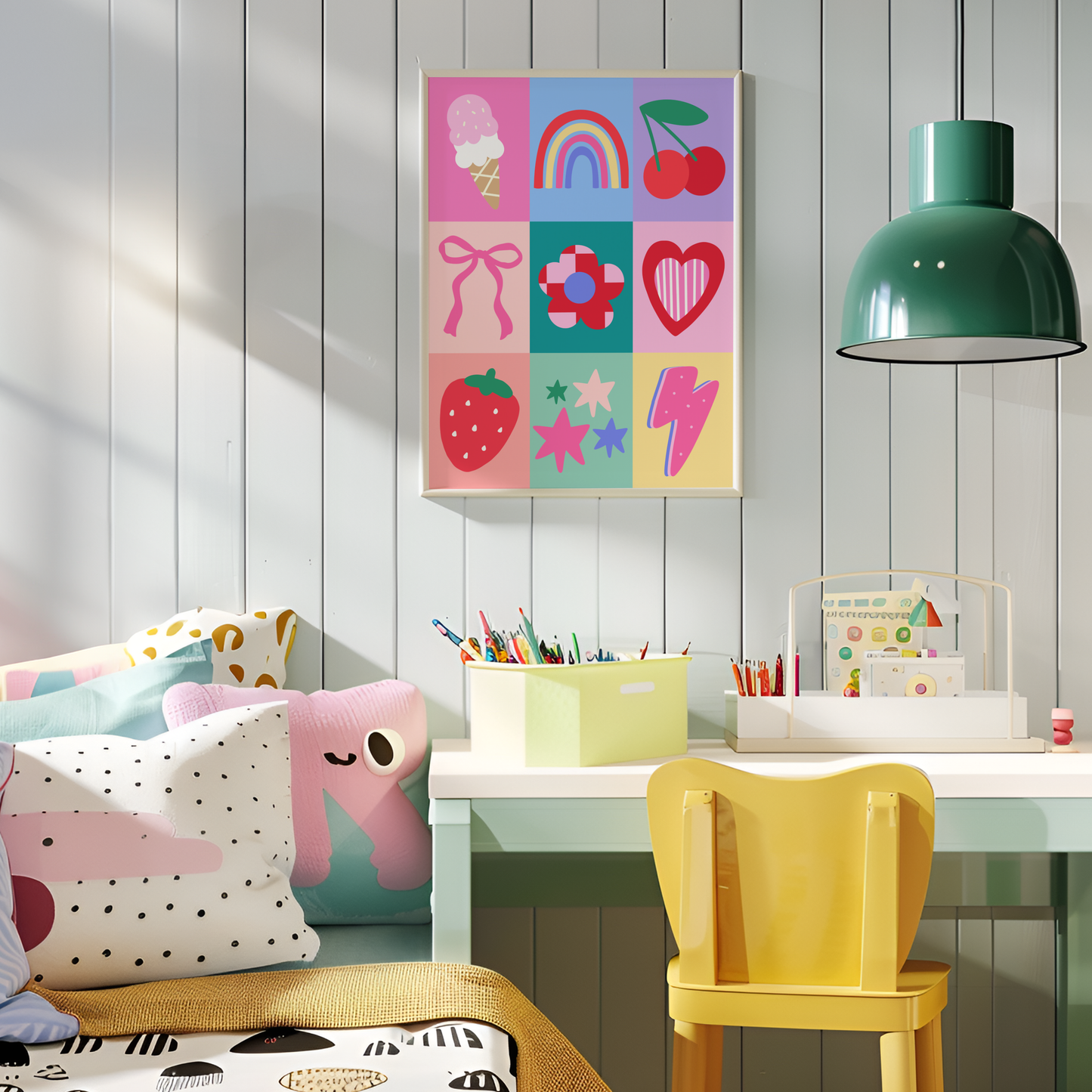 Girls Patchwork Poster Print