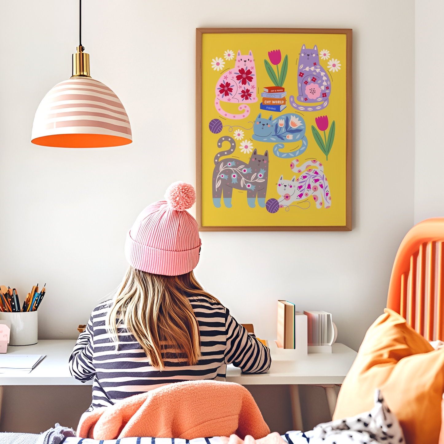 Floral Cat Poster Print