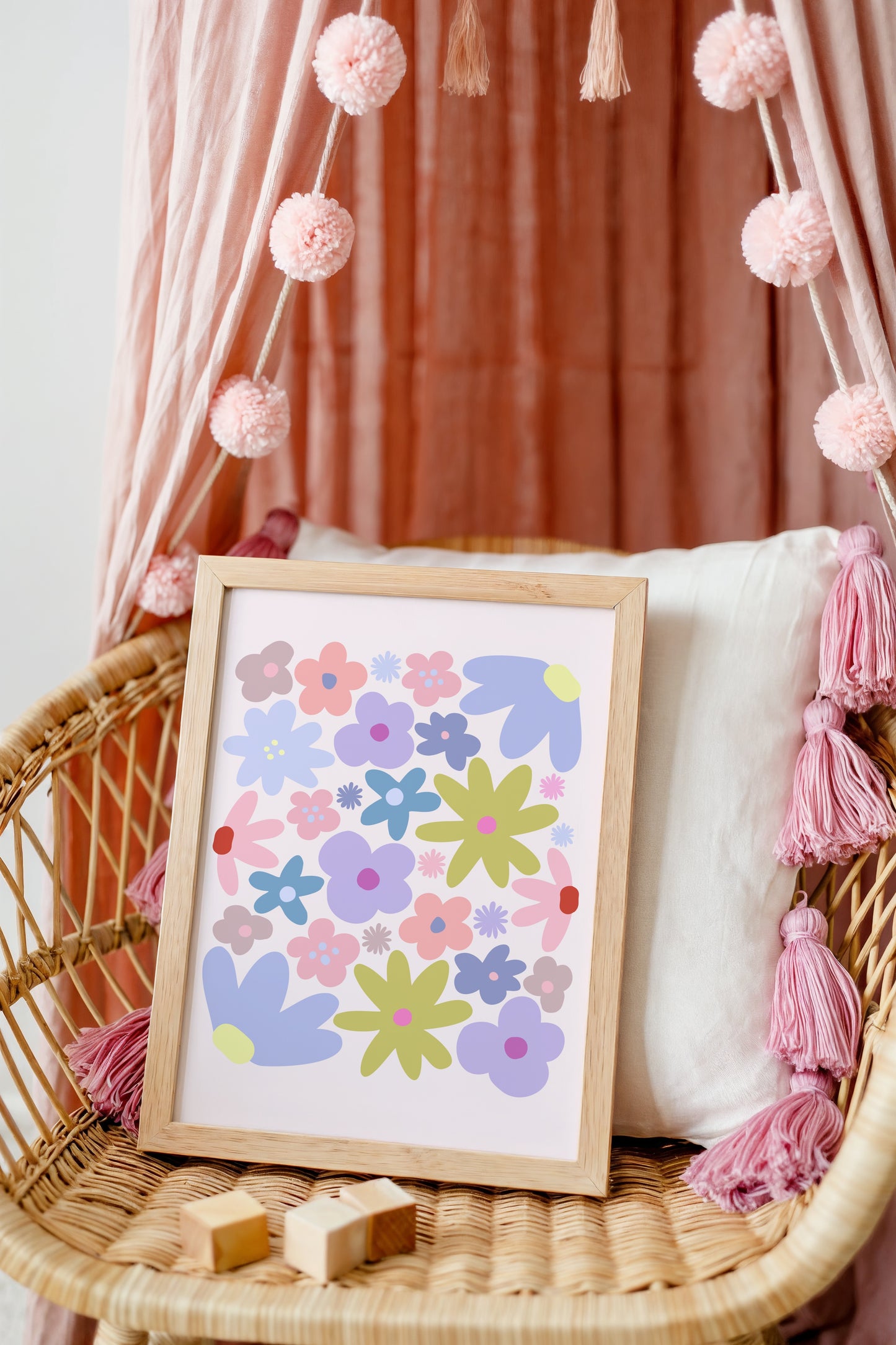 Retro Floral Nursery Poster Print