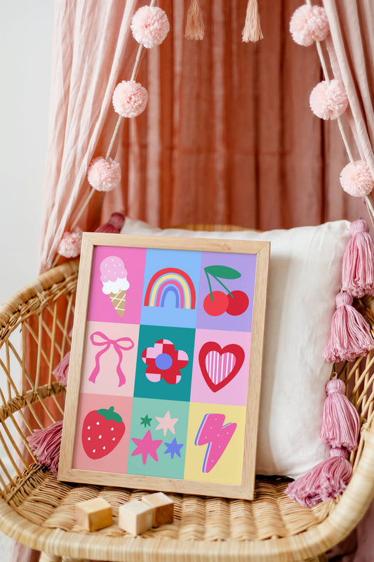 Girls Patchwork Poster Print