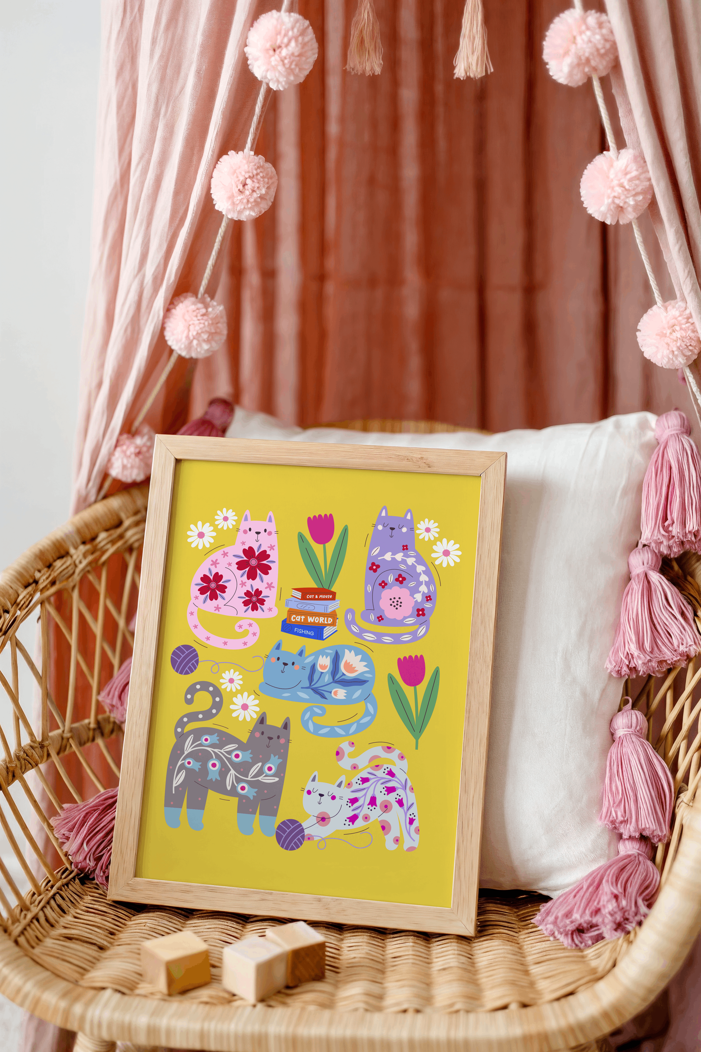 Floral Cat Poster Print
