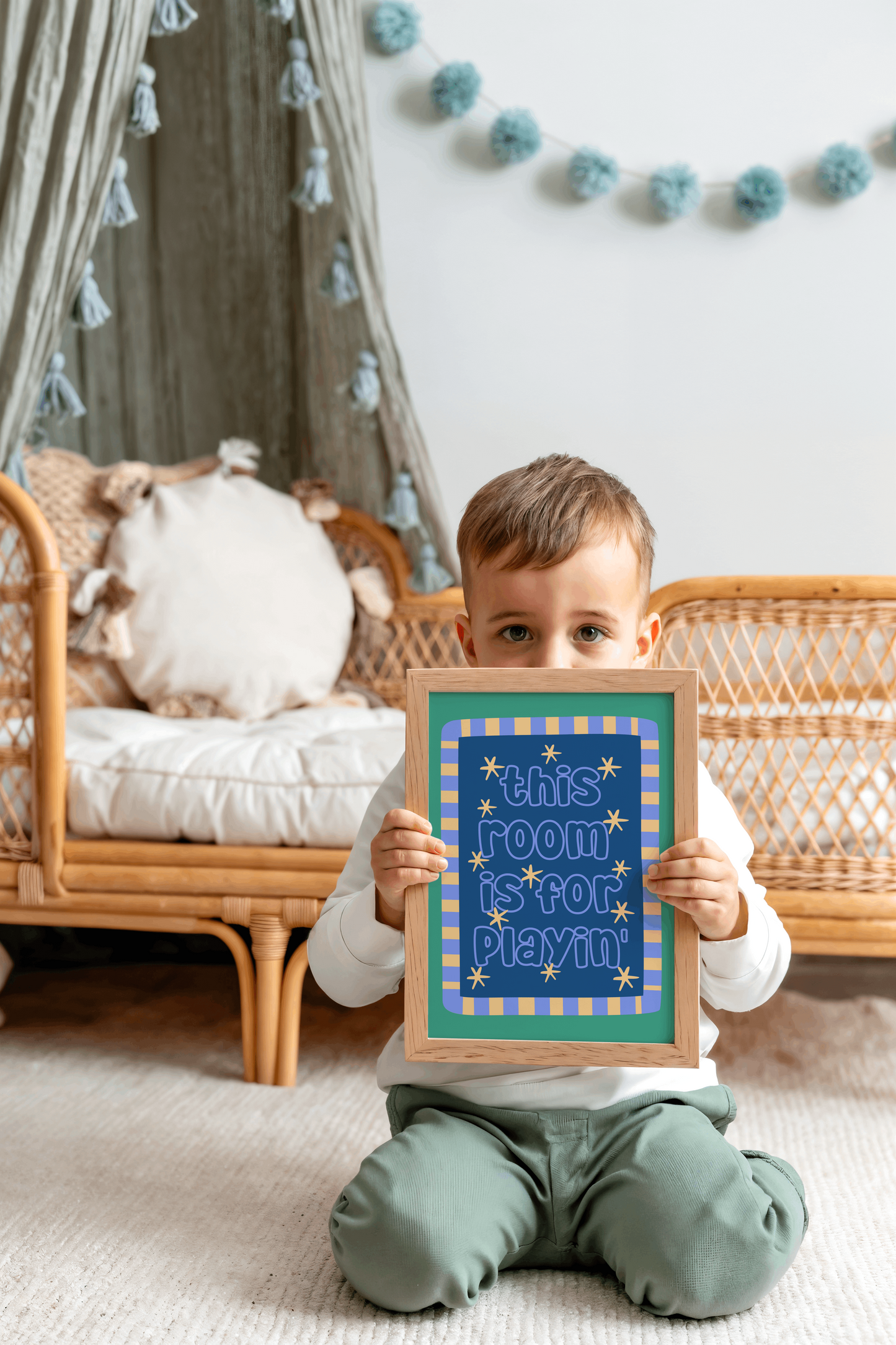This Room Is For Playin' Poster Print (Blue/Green)
