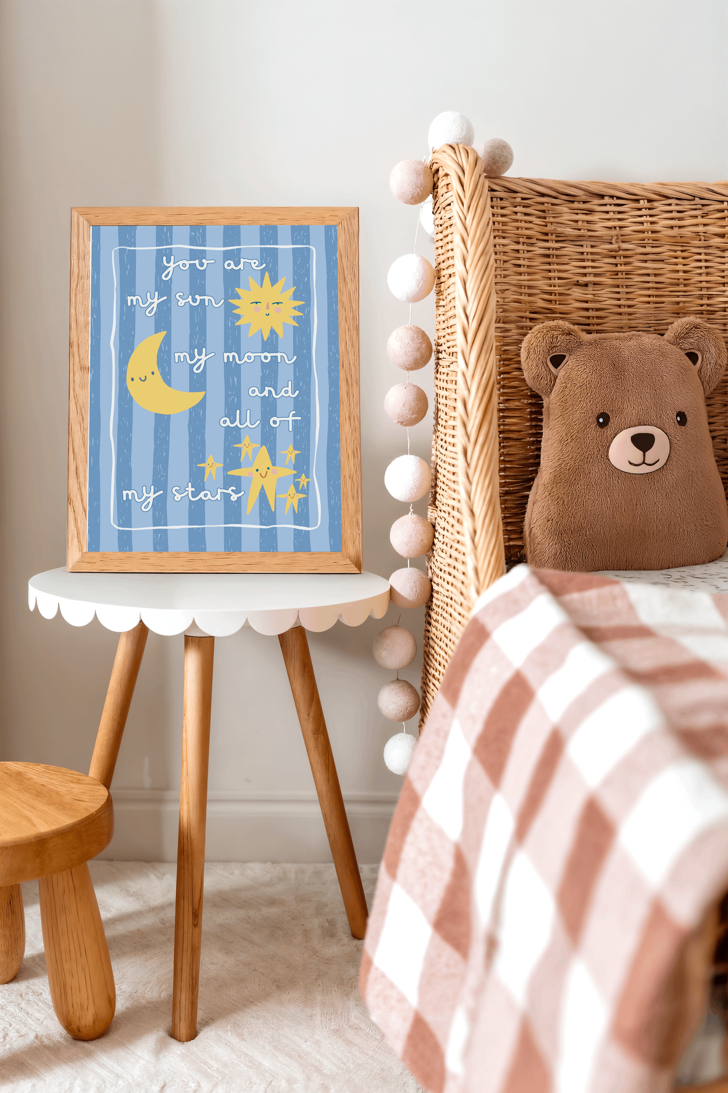 You Are My Sun, My Moon and All of My Stars Poster Print (Blue Stripes)