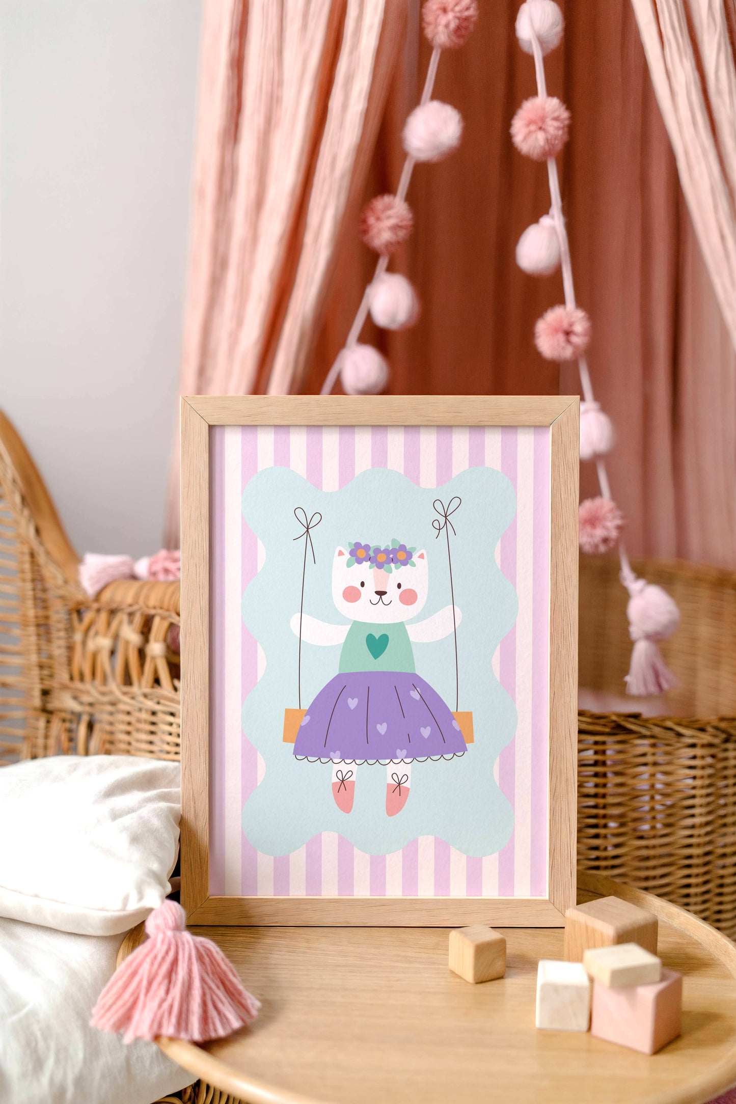 Cat on Swing Poster Print