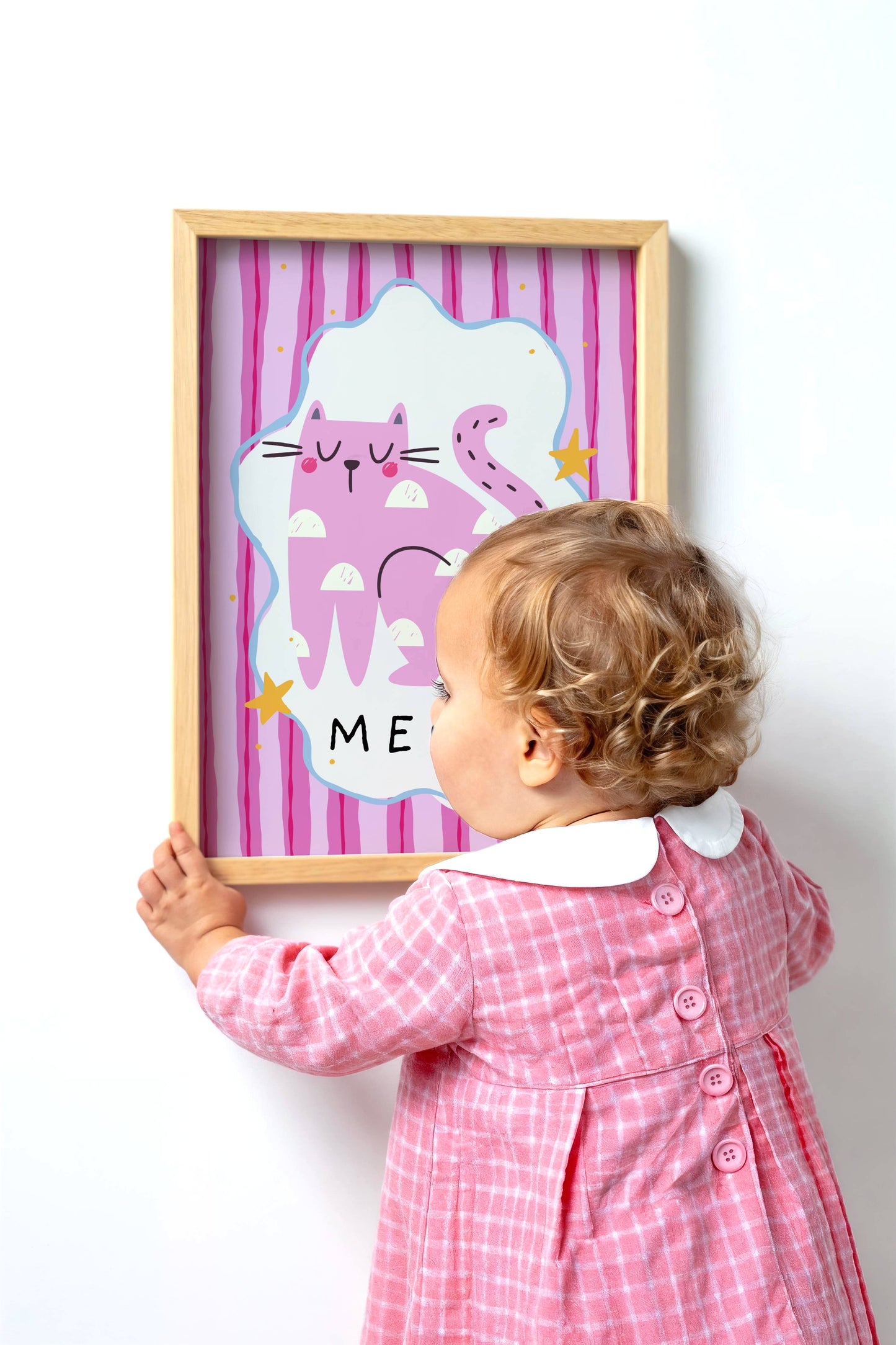 Pink 'Meow' Cat Poster Print
