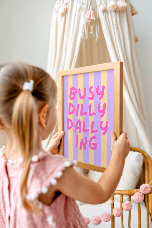 Busy Dilly Dallying Poster Print (Pink)