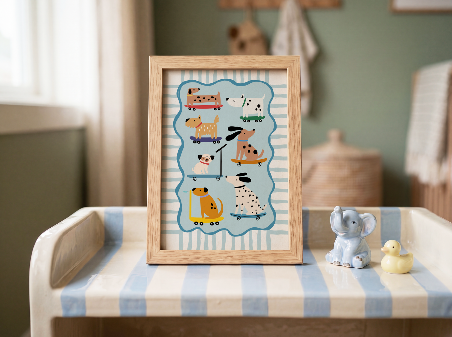 Dogs On Wheels (Blue) Poster Print