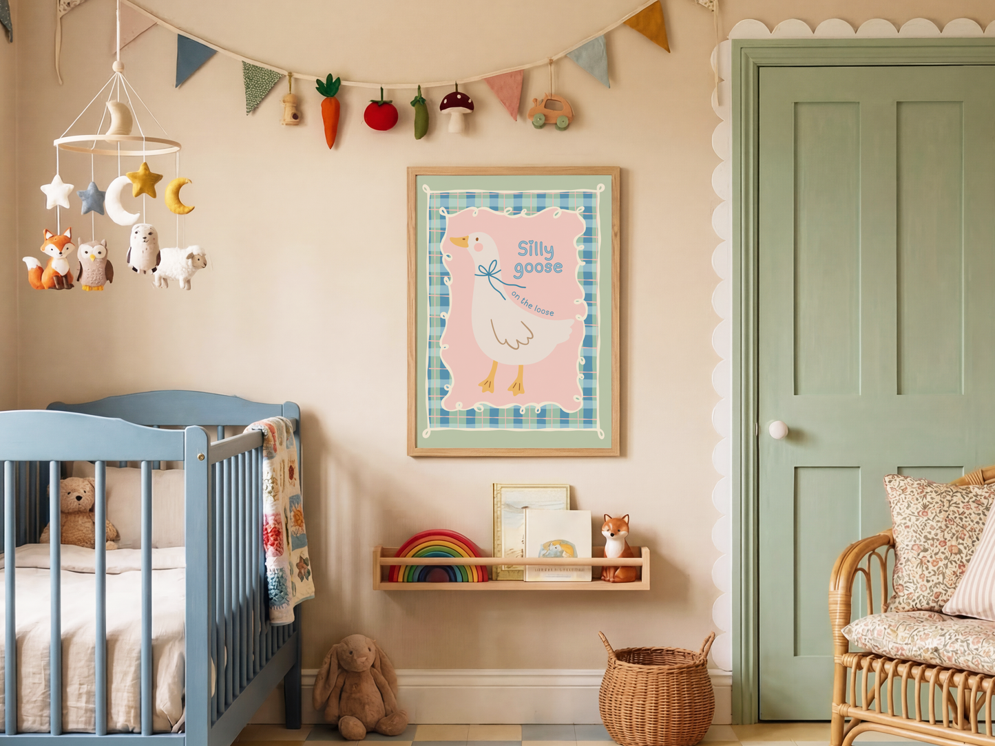 Silly Goose On the Loose with Plaid Border Poster Print