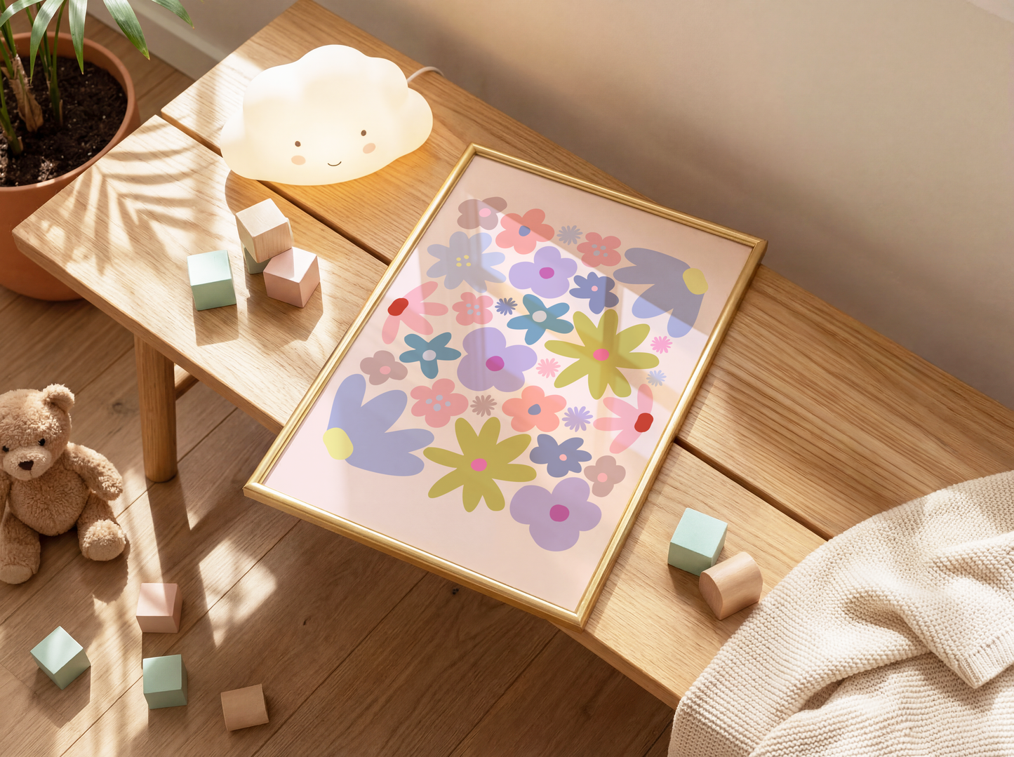 Retro Floral Nursery Poster Print