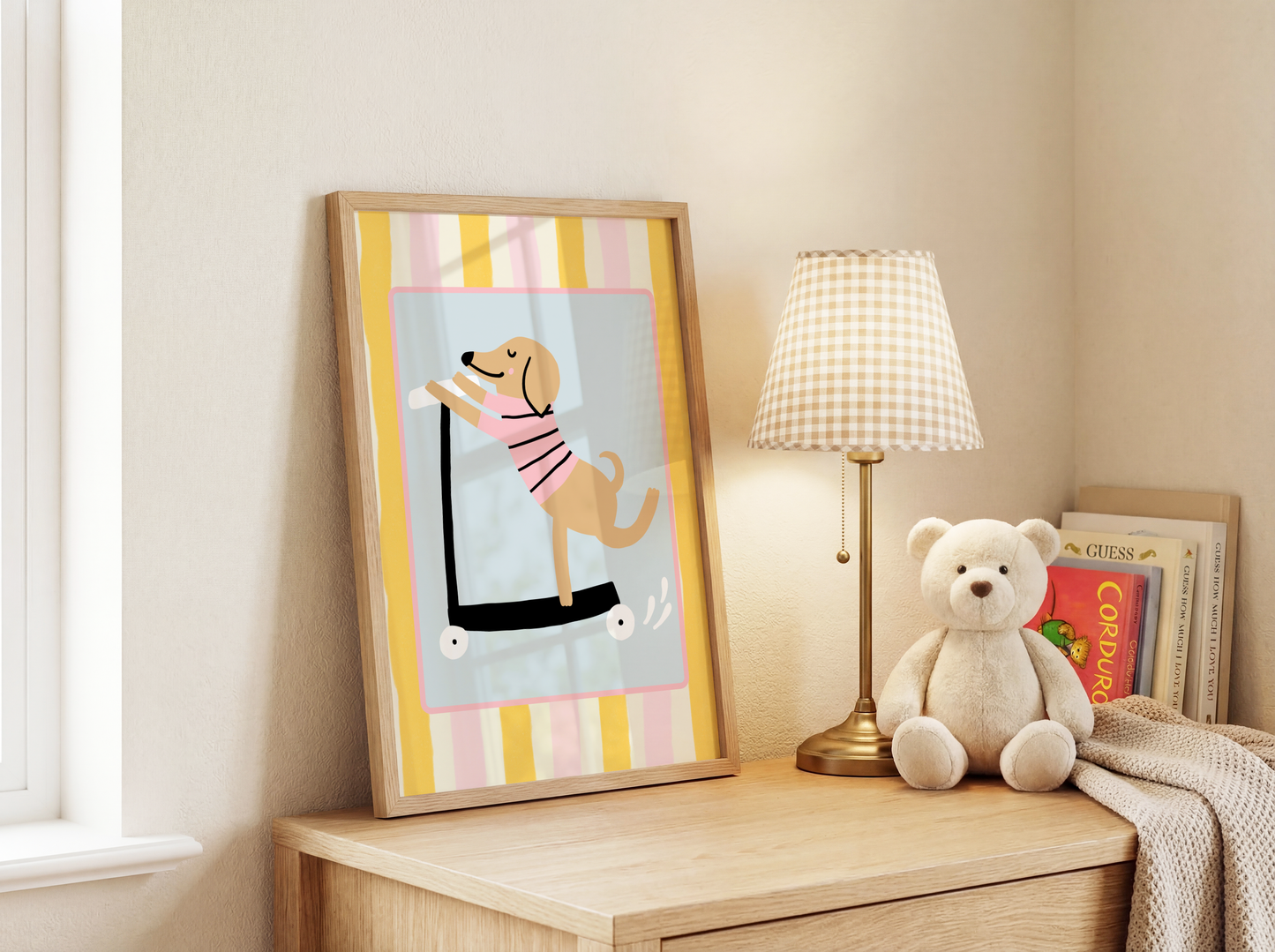 Dog on a Scooter Poster Print