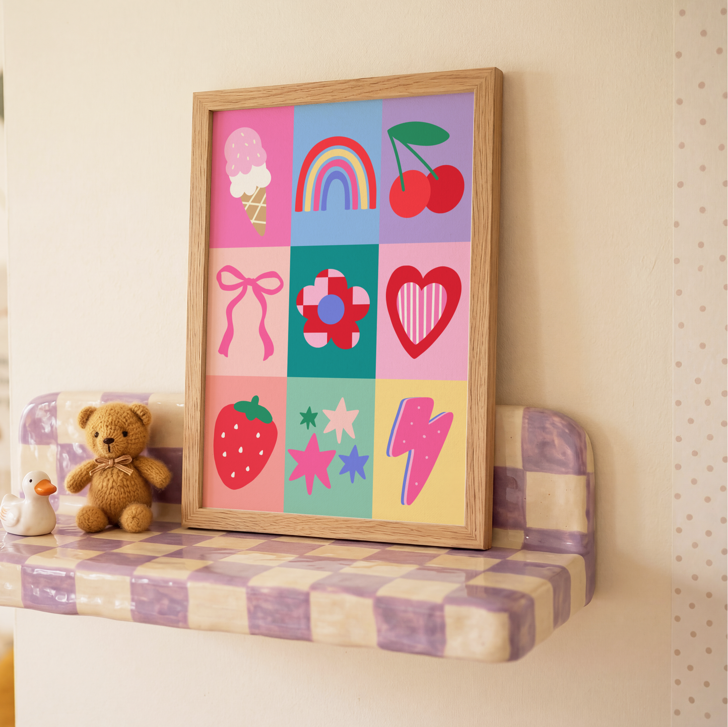 Girls Patchwork Poster Print