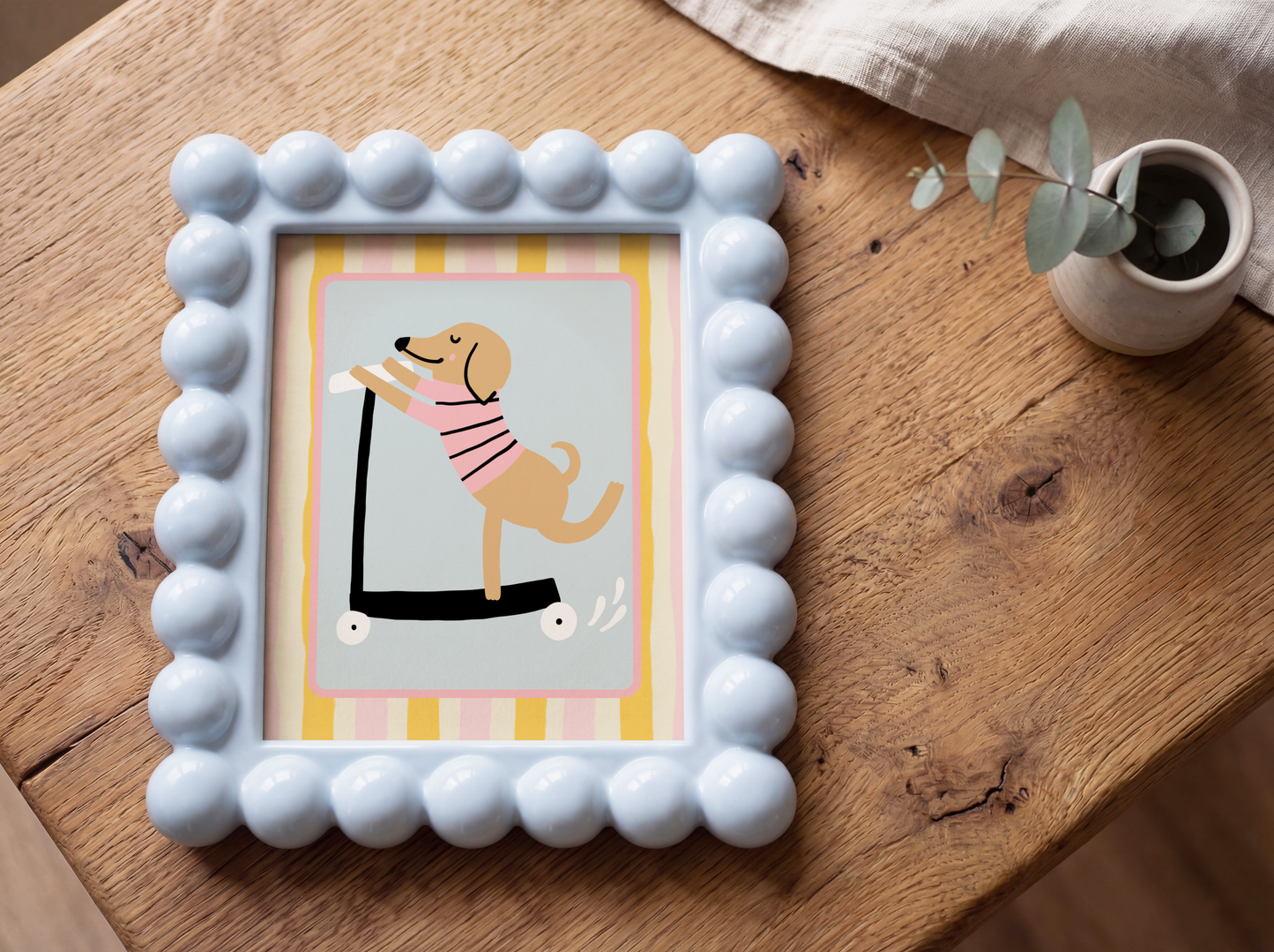 Dog on a Scooter Poster Print