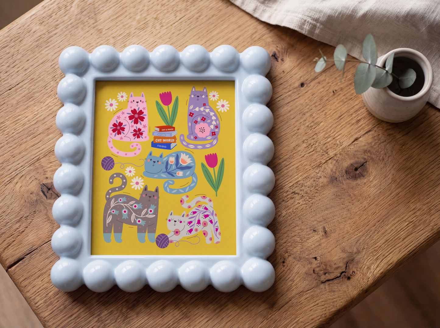 Floral Cat Poster Print