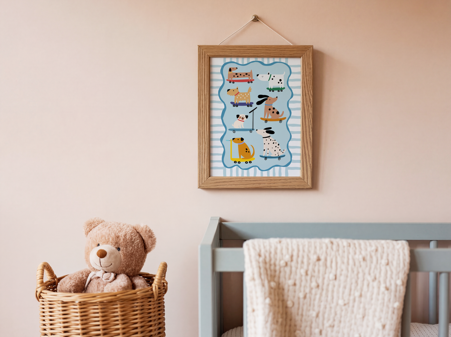 Dogs On Wheels (Blue) Poster Print