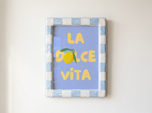La Dolce Vita Lemon Poster Print (Blue)