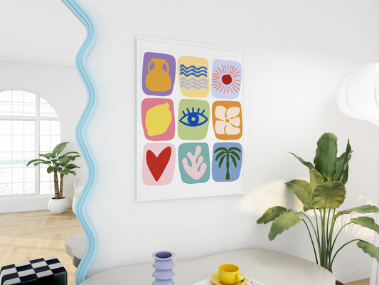 Abstract Tropical Summer Motif Print