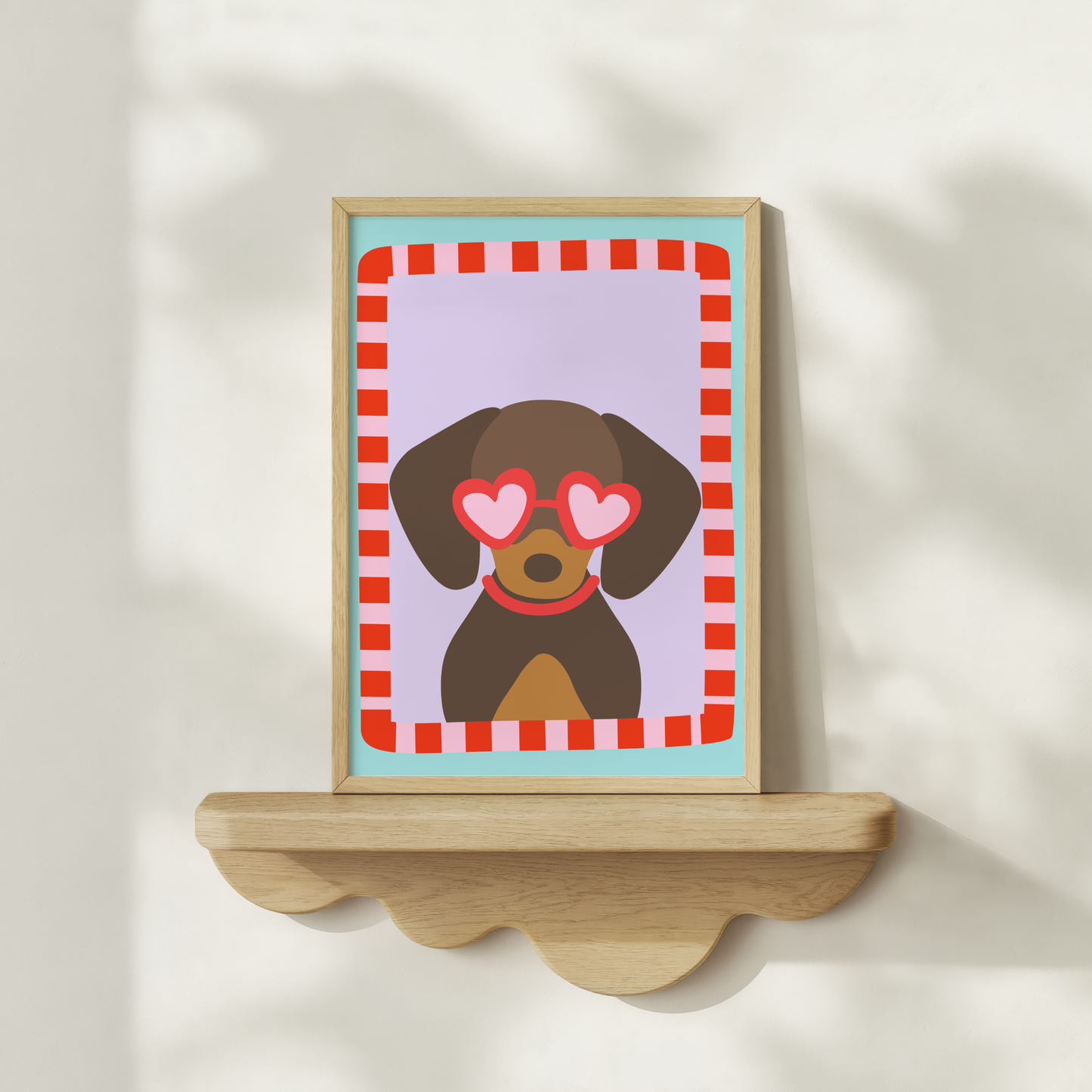 Dachshund with Love Heart Sunglasses Poster Print