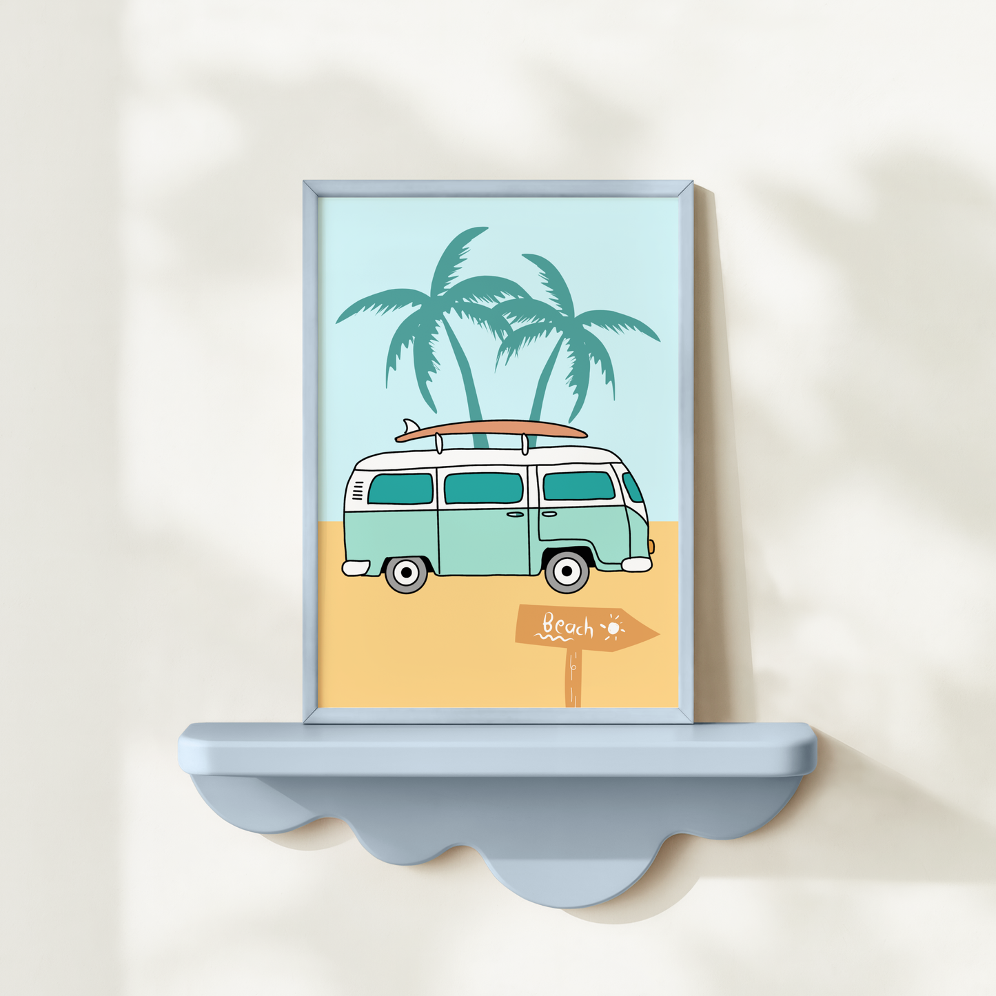 Kombi Van At The Beach Poster Print