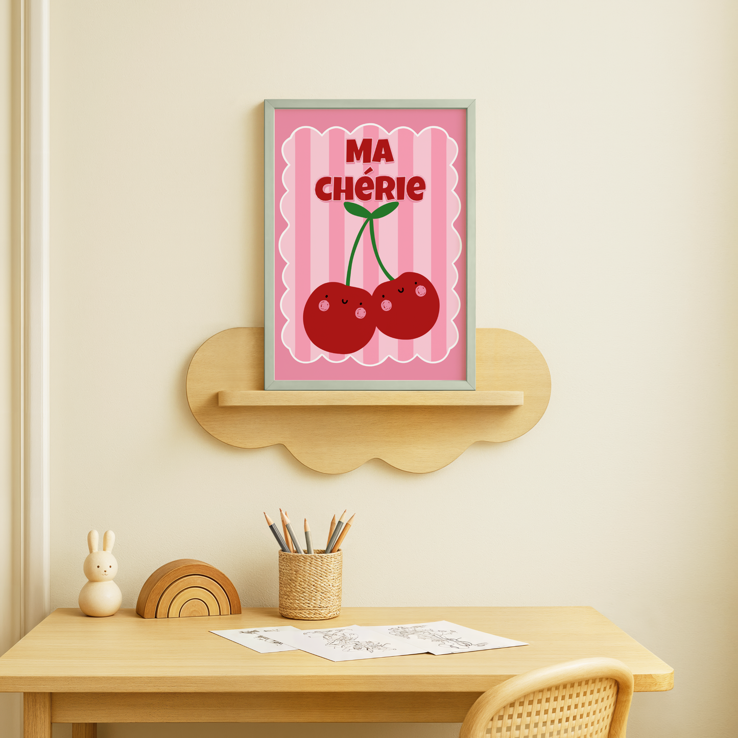 Ma Cherie Red Cherries Poster Print