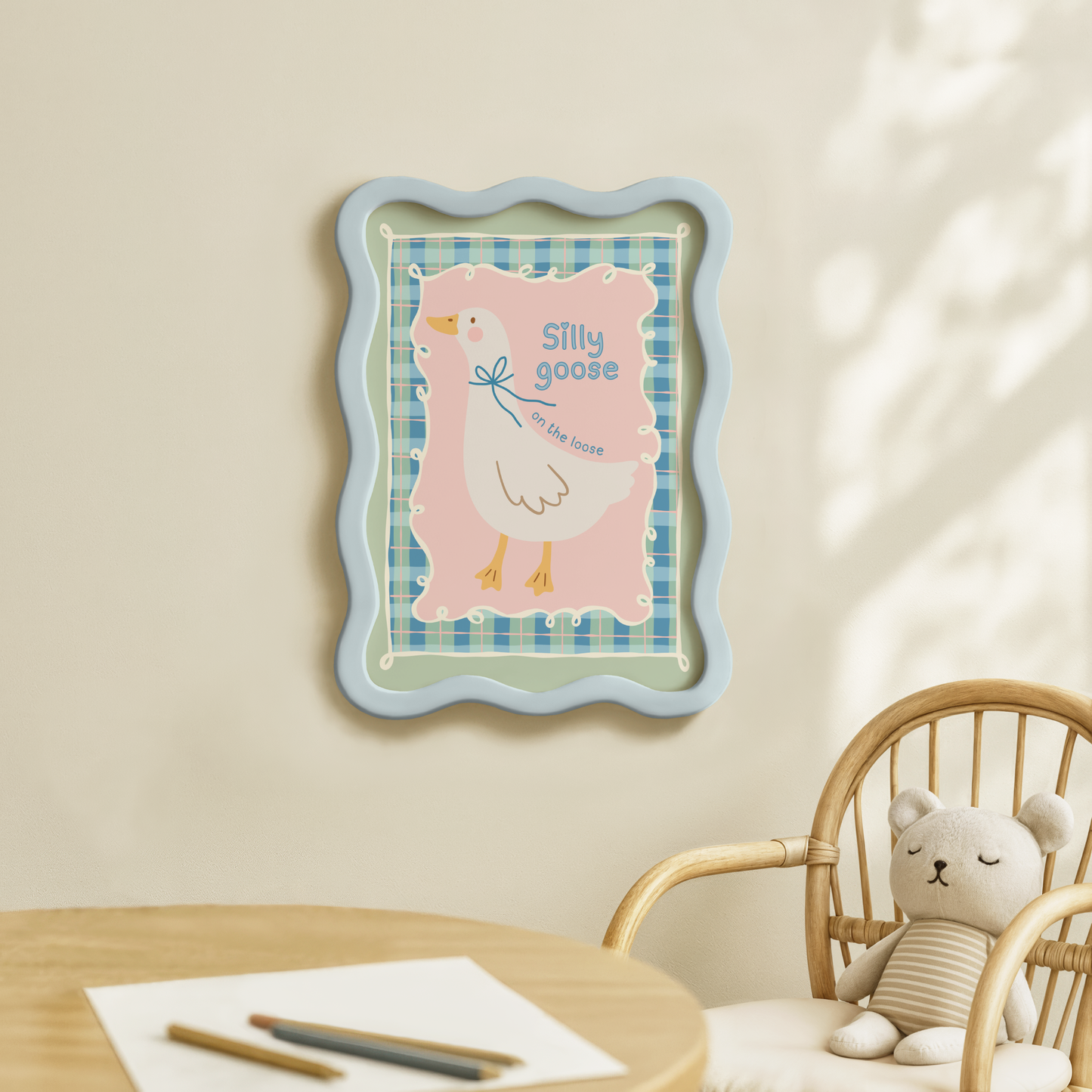 Silly Goose On the Loose with Plaid Border Poster Print