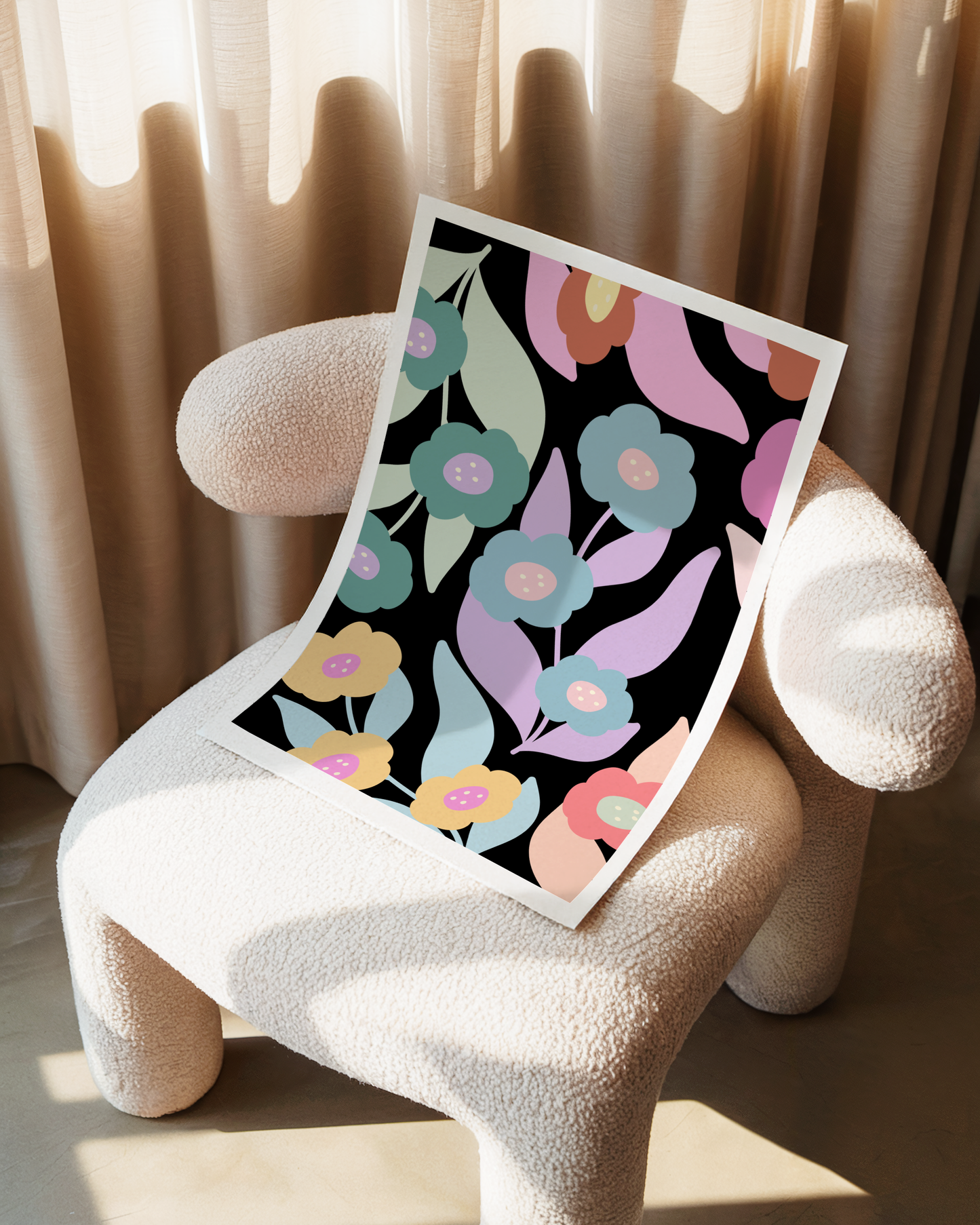 Boho Floral Pattern Poster Print