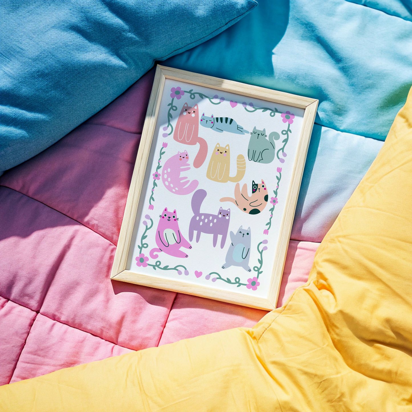 Rainbow Cats Poster Print