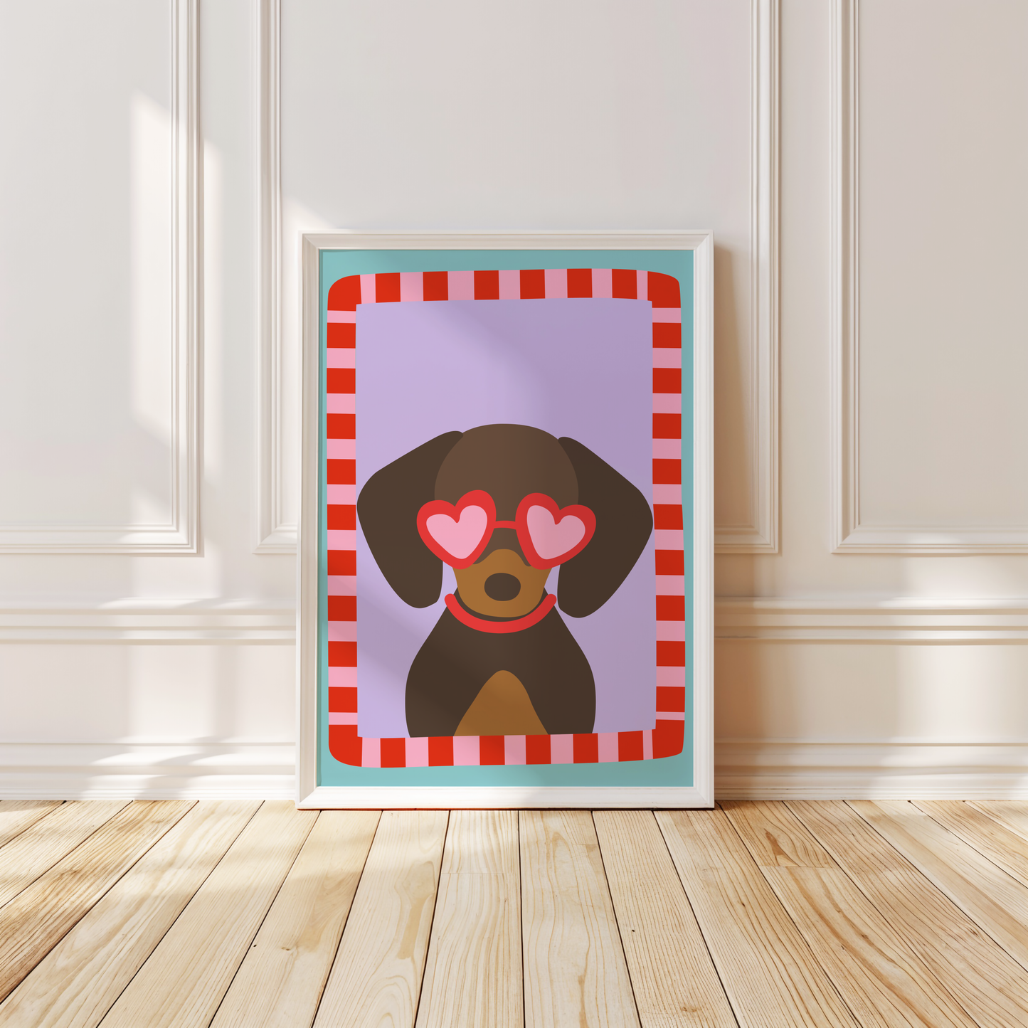 Dachshund with Love Heart Sunglasses Poster Print