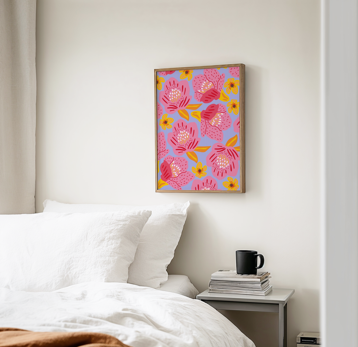 Pink & Yellow Floral Poster Print