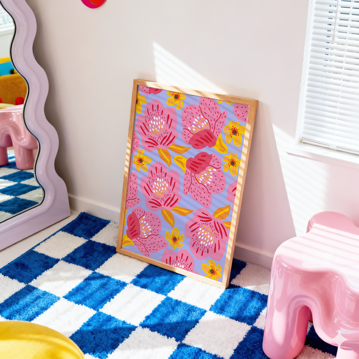 Pink & Yellow Floral Poster Print