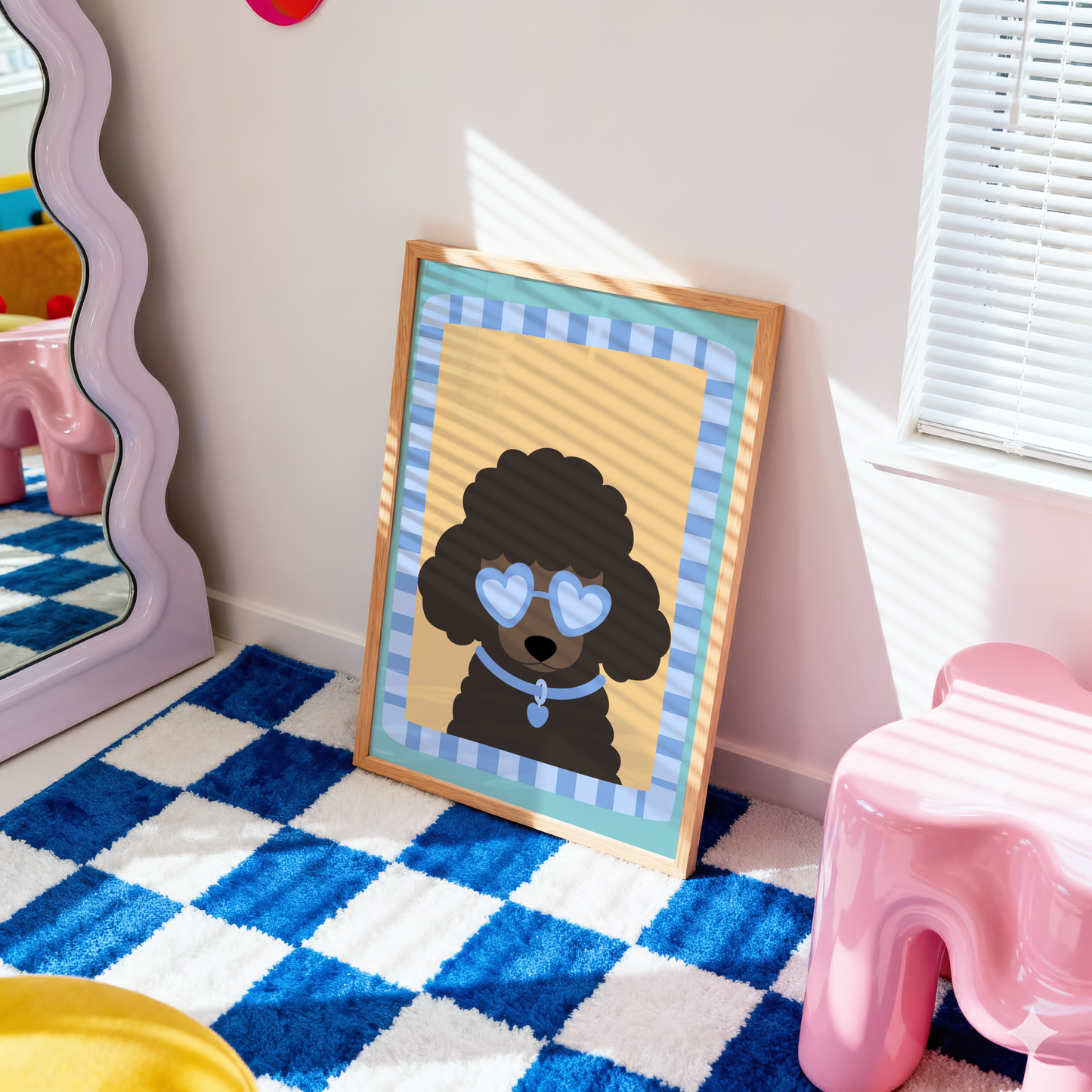 Poodle With Love Heart Sunglasses Poster Print