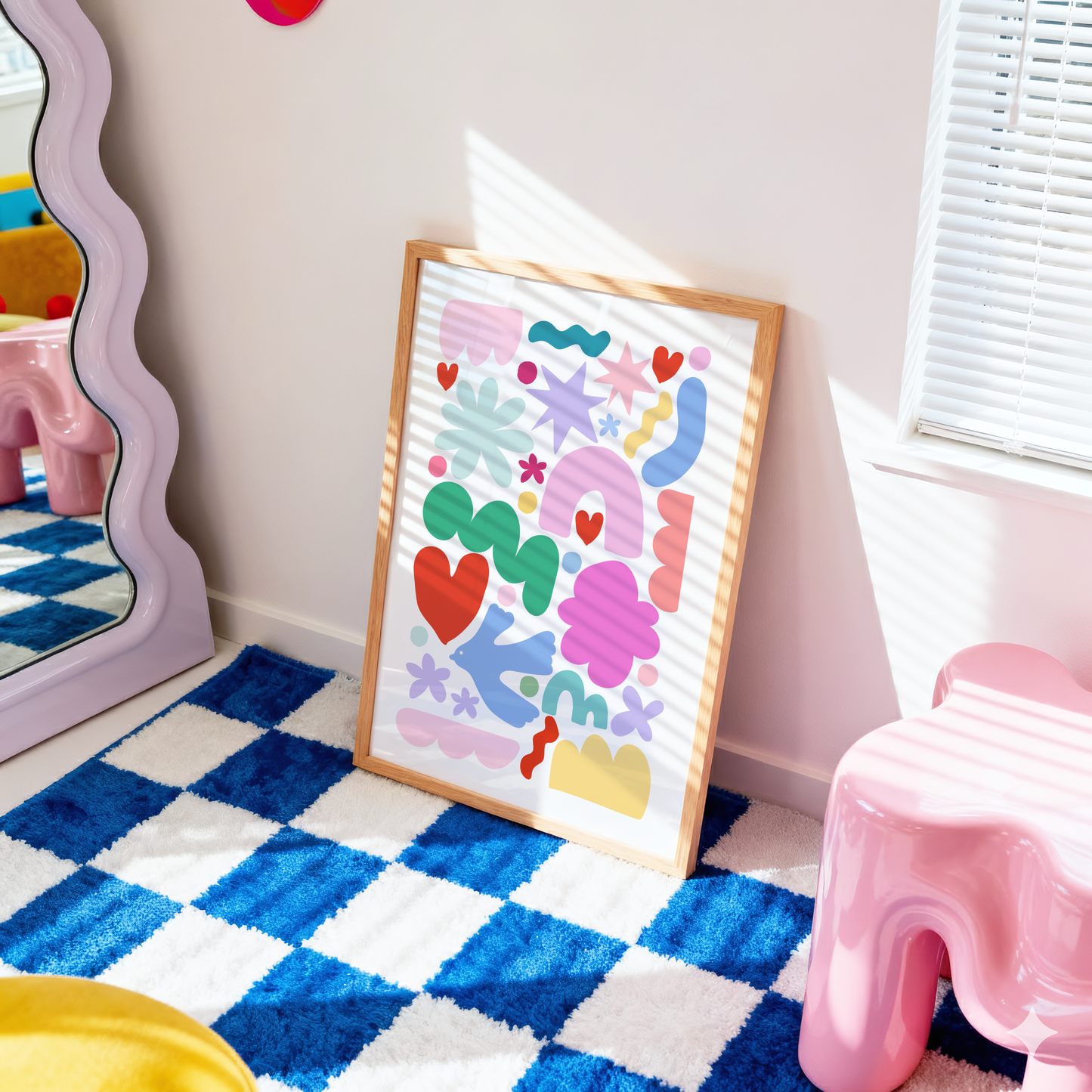 Colourful Playful Abstract Shapes Poster Print