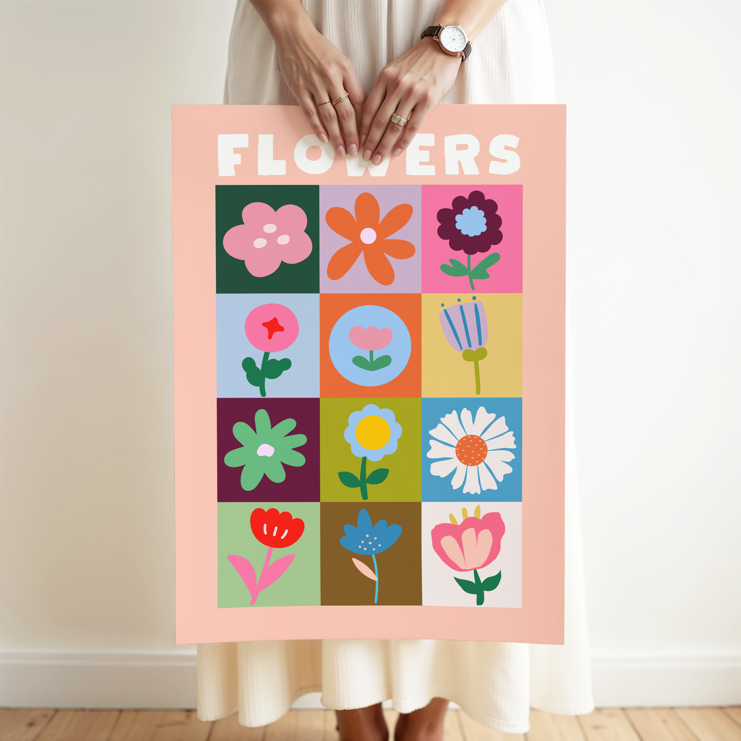 Flowers Patchwork Poster Print