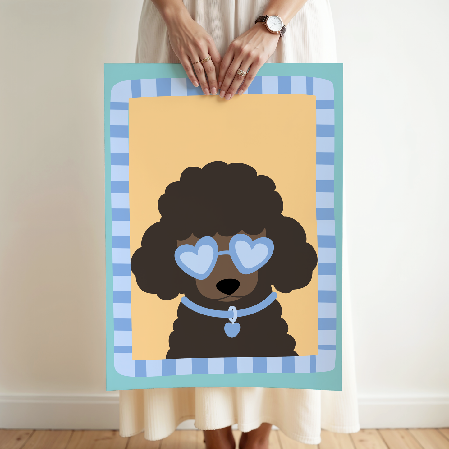Poodle With Love Heart Sunglasses Poster Print
