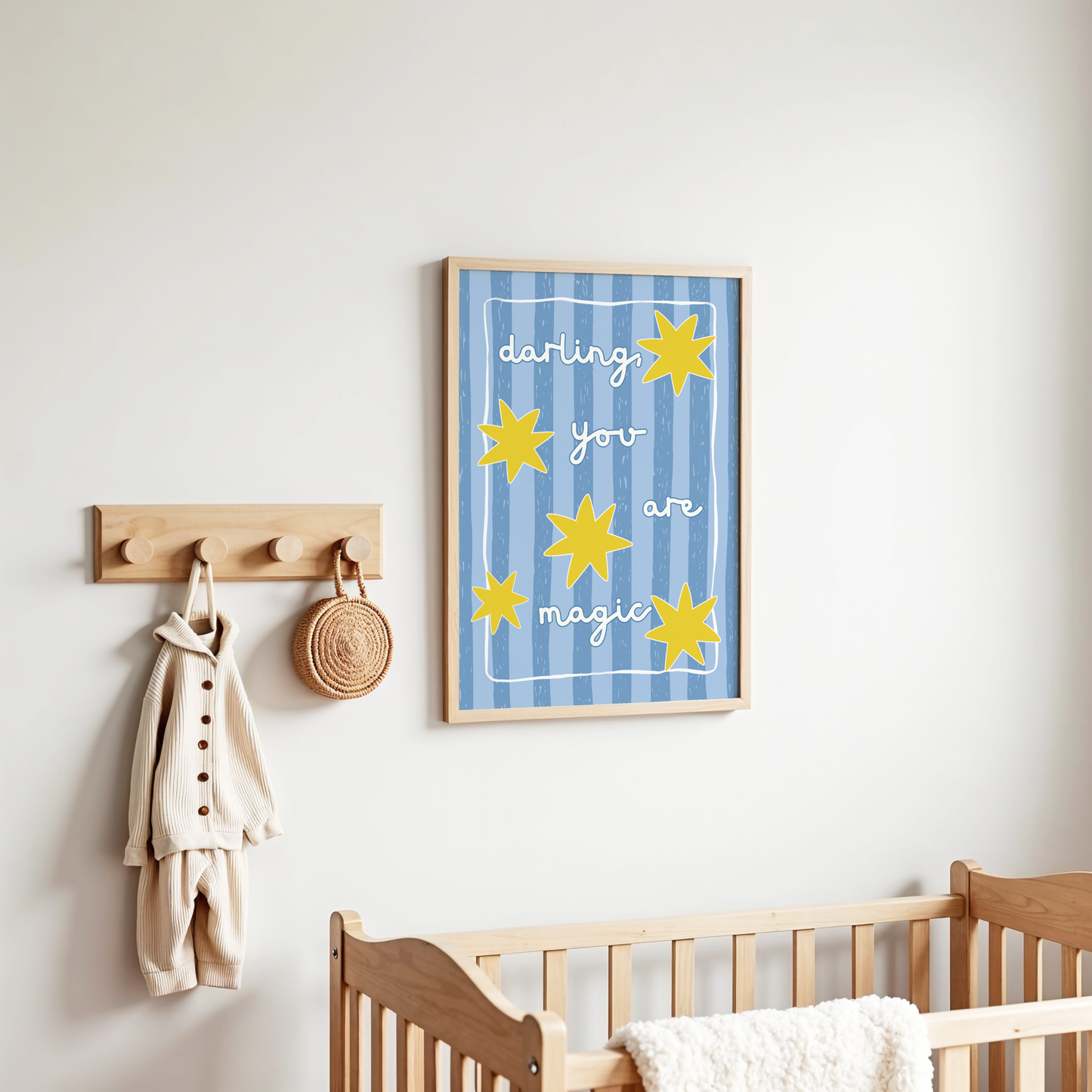 Darling You Are Magic (Blue Stripes) Poster Print