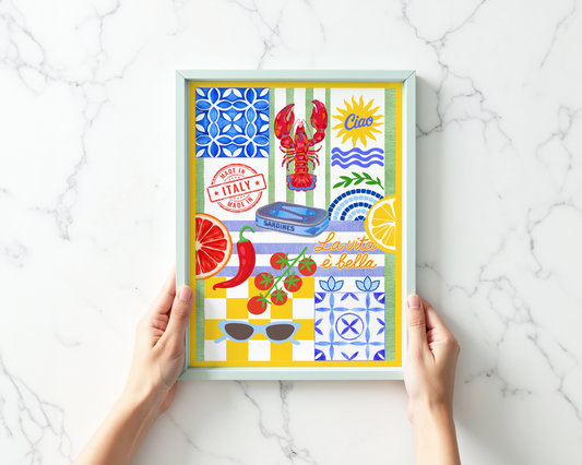 Italian Summer Patchwork Poster Print