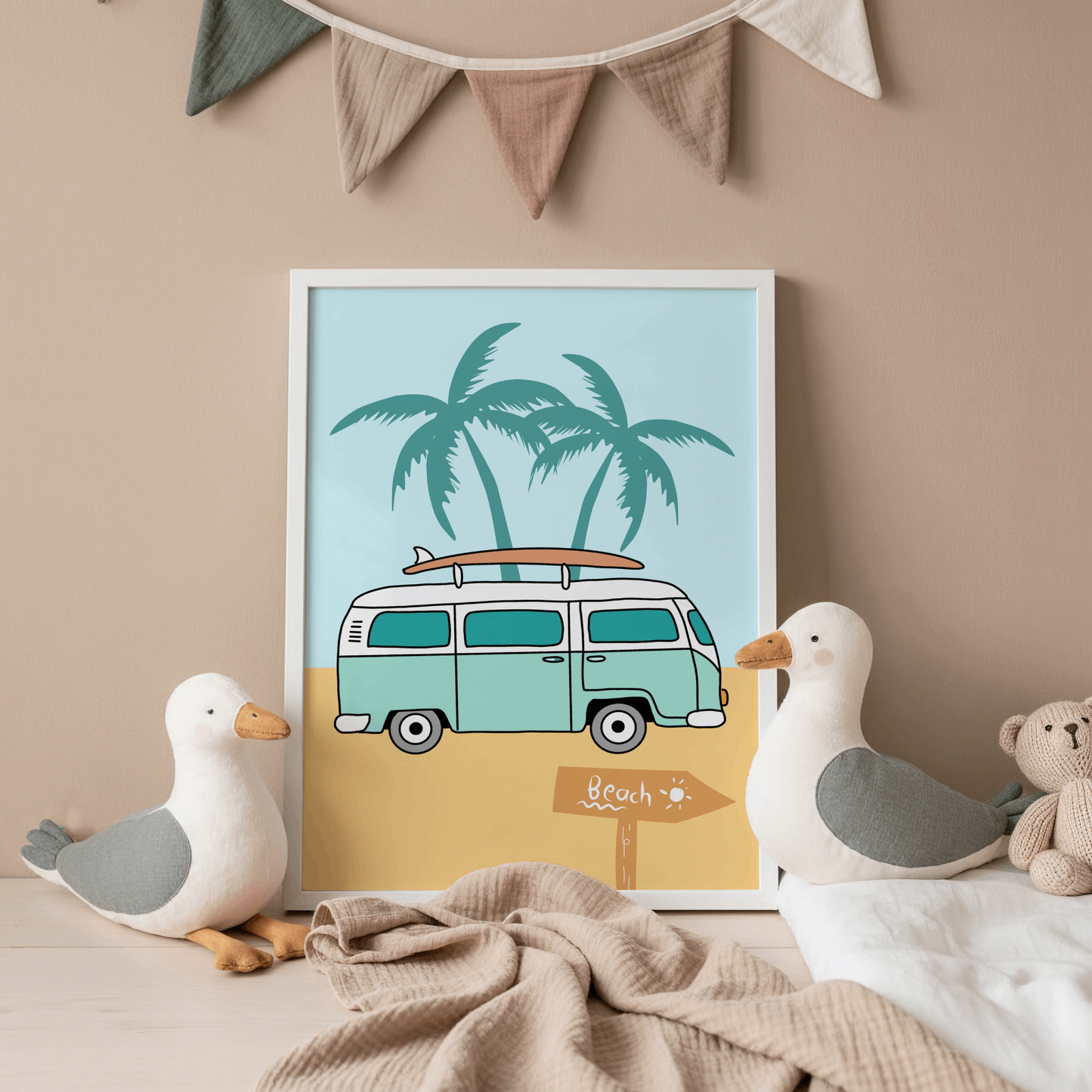 Kombi Van At The Beach Poster Print