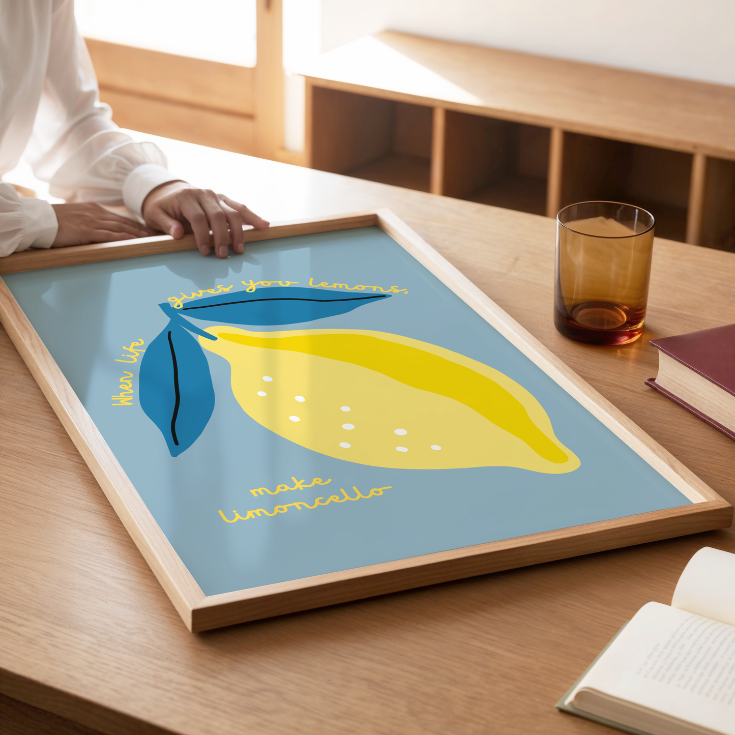 When Life Gives You Lemons, Make Limoncello Poster Print (Blue)