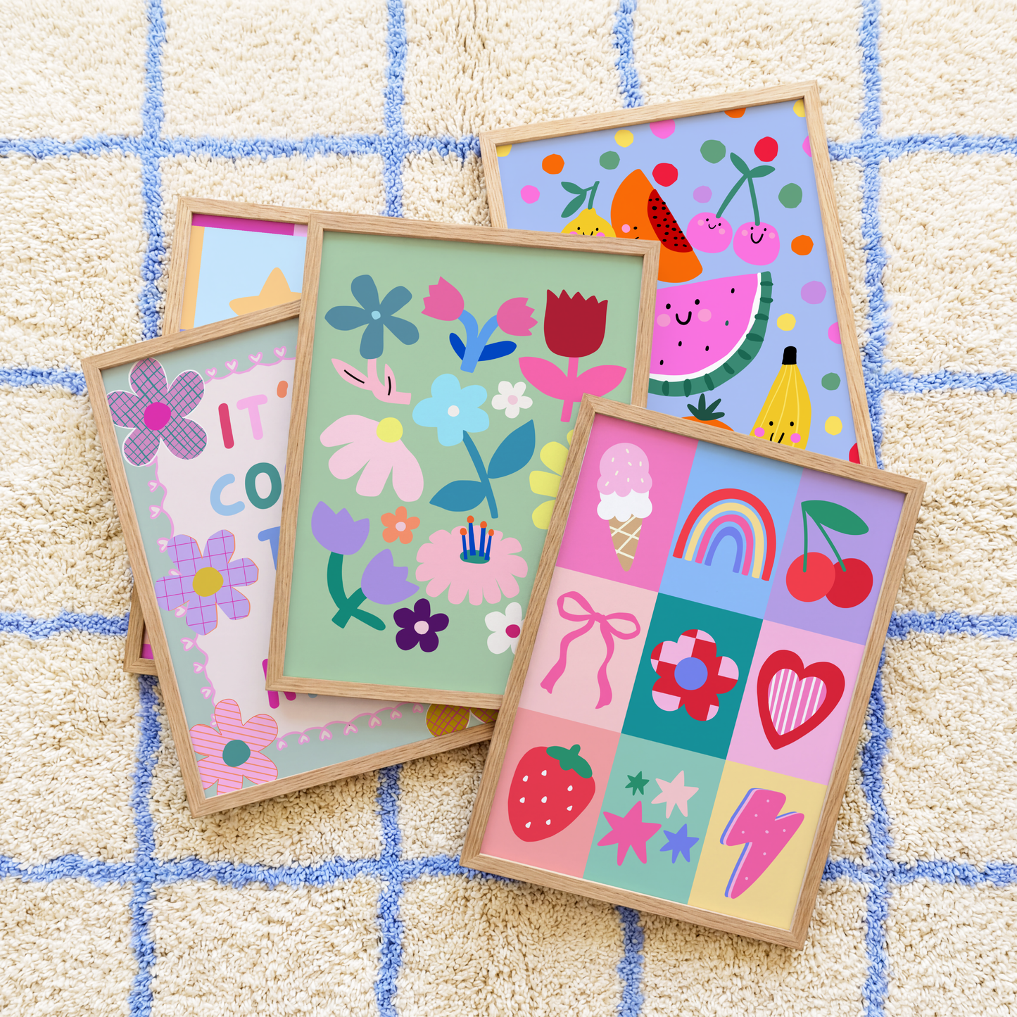 Girls Patchwork Poster Print