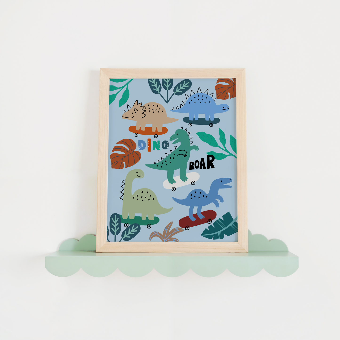 Dinosaurs on Skateboards Poster Print