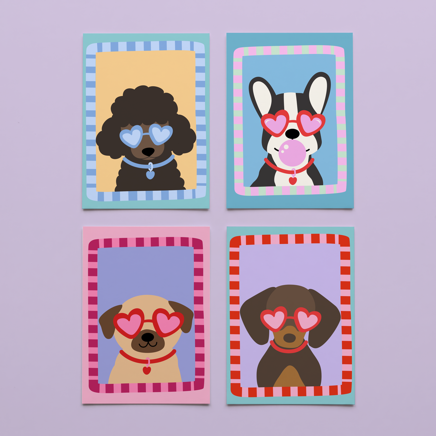 Pug with Love Heart Sunglasses Poster Print