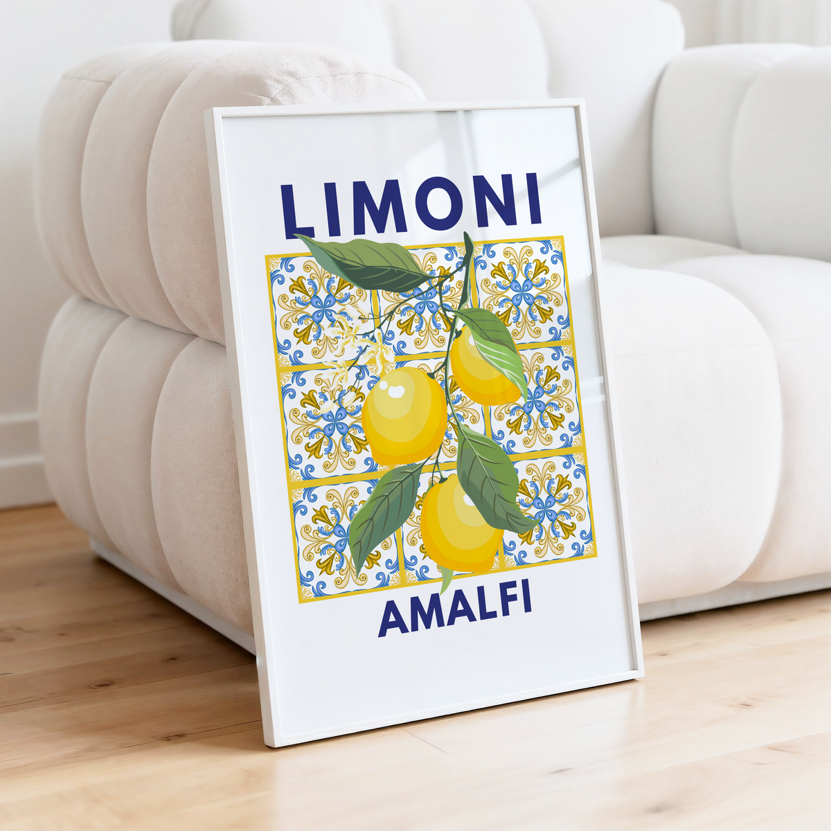 Limoni Amalfi Lemon Branch on Mosaic Tiles Poster Print