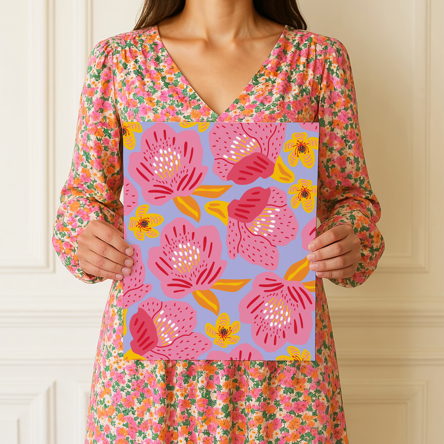Pink & Yellow Floral Poster Print